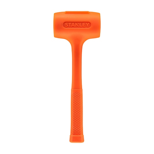 STANLEY STHT57534-0 oranje stootvrije hamer met getextureerde handgreep, vooraanzicht op witte achtergrond.