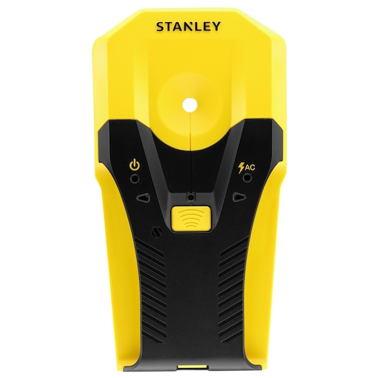 STANLEY STHT77588-0 wandscanner frontaal, geel en zwart met bedieningsknoppen.