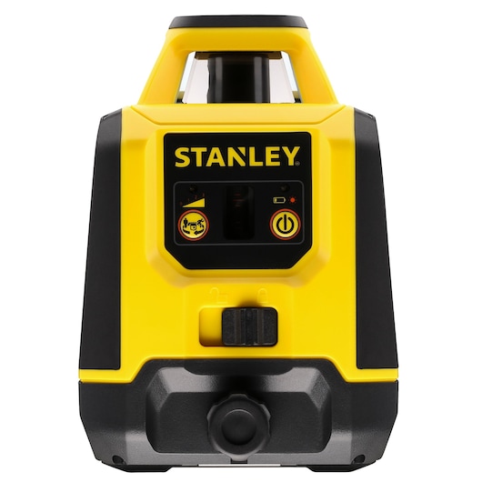 STANLEY STHT77616-0 niveau laser rotatif jaune et noir, vue de face sur fond blanc.
