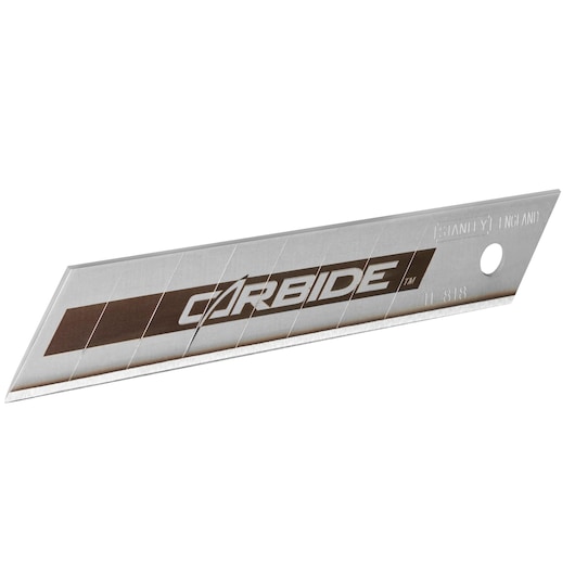 STANLEY STHT8-11818 reservemes voor hobbymes, carbide, zilverkleurige afwerking, close-up op witte achtergrond.