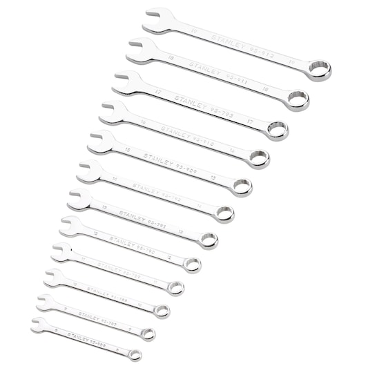 Foto van STANLEY STMT82843-0 chromen combinatie sleutelset, 12 stuks, bovenaanzicht.