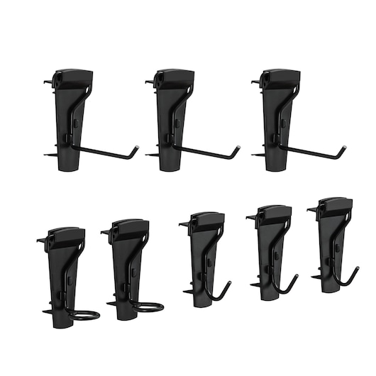 STANLEY STST82617-1 ensemble de crochets muraux, métal noir, vue latérale, pour rangement d’outils