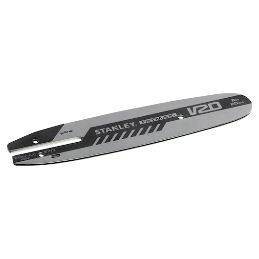 STANLEY STZCS1220 zilver-zwarte kettingzaagblad, FATMAX V20, 8in, 20cm, foto van boven.