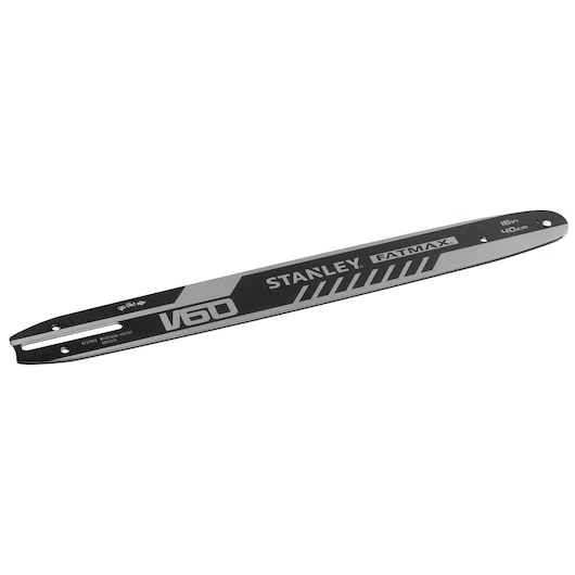 STANLEY STZCS1240 kettingzaagzaagblad, V60 Fatmax, 16 inch, zwart en grijs, hoekige weergave op witte achtergrond.