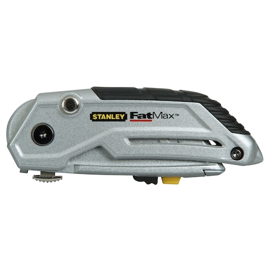 STANLEY XTHT0-10502 gereedschapsmes zilver en zwart, FatMax-serie, zijaanzicht witte achtergrond