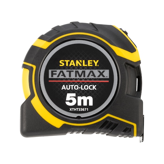STANLEY XTHT0-33671 FATMAX 5m auto-lock rolmaat, zwart en geel, voorkant, productfotografie