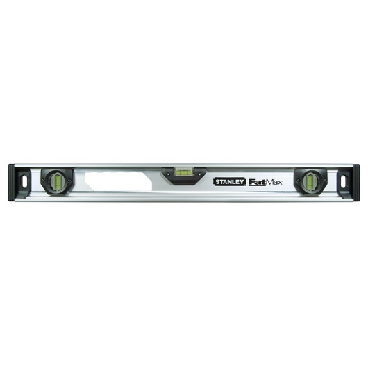 Foto van STANLEY XTHT1-42132 FatMax waterpas, zilverkleurig, frontaal, drie buisjes.