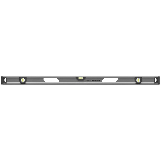 STANLEY XTHT1-42134 waterpas met drie libellen, zwart en geel, vooraanzicht op witte achtergrond.
